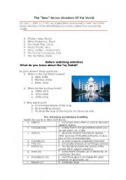 English Worksheet: Video: National Geographic Secrets Of The Taj Mahal 