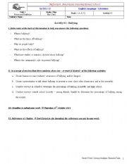 English worksheet: Bullying Activity 