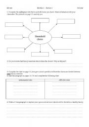 English Worksheet: 3rd year M 1 section 1 sharing family responsibilities