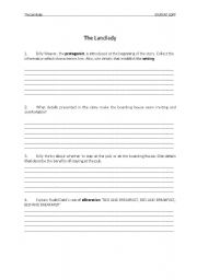 English Worksheet: The Landlady by Roald Dahl 