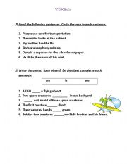 English Worksheet: ACTION VERBS AND VERB TO BE