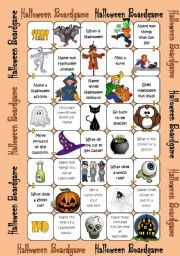English Worksheet: Halloween Boardgame