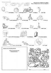 English Worksheet: Toys and Colours