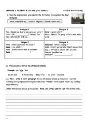English Worksheet: Module 1 Lesson 3 Can She go to London 