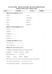 English Worksheet: quiz 