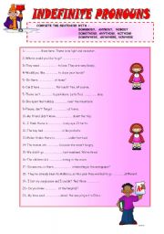 English Worksheet: INDEFINITE PRONOUNS