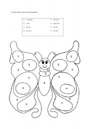 English Worksheet: colors worksheet (butterfly)