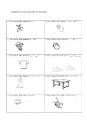 English worksheet: colors worksheet