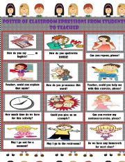 English Worksheet: POSTER OF CLASSROOM EXPRESSIONS FROM Ss to TEACHER