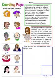 English Worksheet: Describing People (physical appearances): colour and grayscale