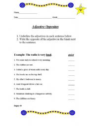 English Worksheet: Adjective Opposites