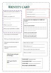 English Worksheet: ID Card for the first lesson!