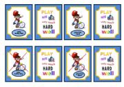 English Worksheet: Sports-Simple present and adverb game cards-set 4 of 5 tennis