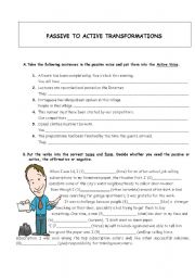 English Worksheet: Passive to Active transformations
