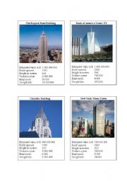 English Worksheet: New York Sights Card Game