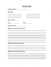 English Worksheet: Author Study