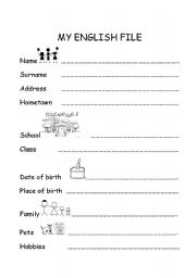 English Worksheet: My English File