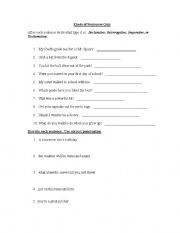 English Worksheet: Kinds of Sentences