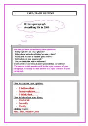 English Worksheet: guide to paragraph writing about life in 2100
