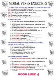 English Worksheet: MODAL VERBS