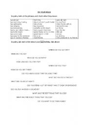 English Worksheet: Holiday Vocabulary & Discussion