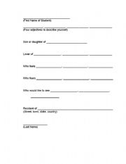 English worksheet: Biographical Poem