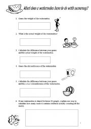 English Worksheet: Watermelon Maths