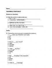 English worksheet: classification Exam