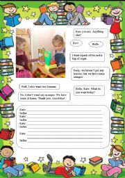 English Worksheet: A conversation in the shop.