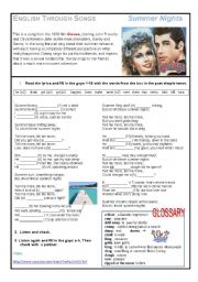 English Worksheet: English through songs 1