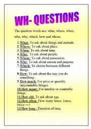 English Worksheet: Question words