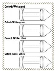 English Worksheet: Color& write