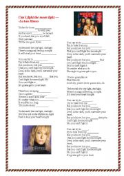 English Worksheet: Cant fight the moonlight lyrics and Coyote Ugly film plot