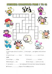 English Worksheet: NUMBERS CROSSWORD