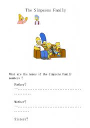 English Worksheet: The Simpsons Family