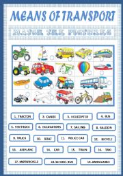 English Worksheet: MEANS OF TRANSPORT