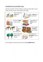 English Worksheet: countable and uncountable nouns
