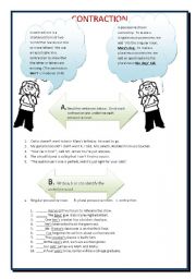 English Worksheet: CONTRACTION FORMS