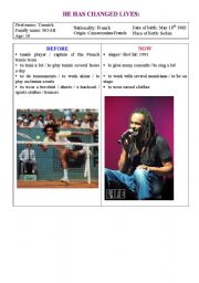 English Worksheet: Used  to - Yannick Noah