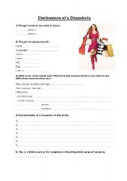 English Worksheet: Confessions of a shopaholic