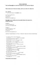 English Worksheet: too & enough