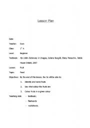 English Worksheet: fruits