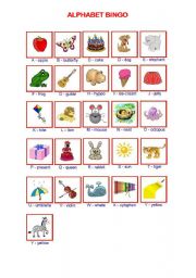 English Worksheet: Alphabet bingo