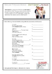 English Worksheet: English through songs 3