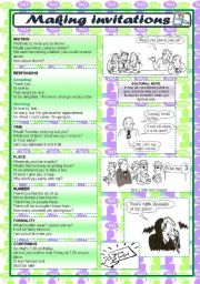 English Worksheet: talking about - MAKING INVITATIONS