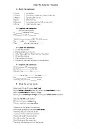 English worksheet: Song activitie - Under the same sun - scorpions