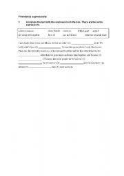 English Worksheet: frienship expressions