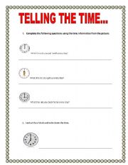 English Worksheet: Telling The Time
