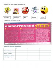 English Worksheet: reading about embarrassing moments