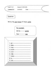 English worksheet: past tense verbs